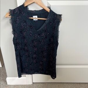 Cabi brand- Floral Sleeveless Top - Black and Purple